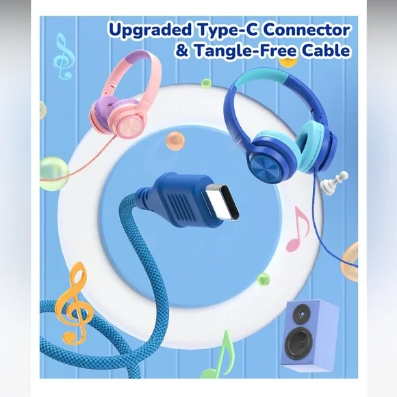 Blue Wired Headphones - Picture 3 of 6